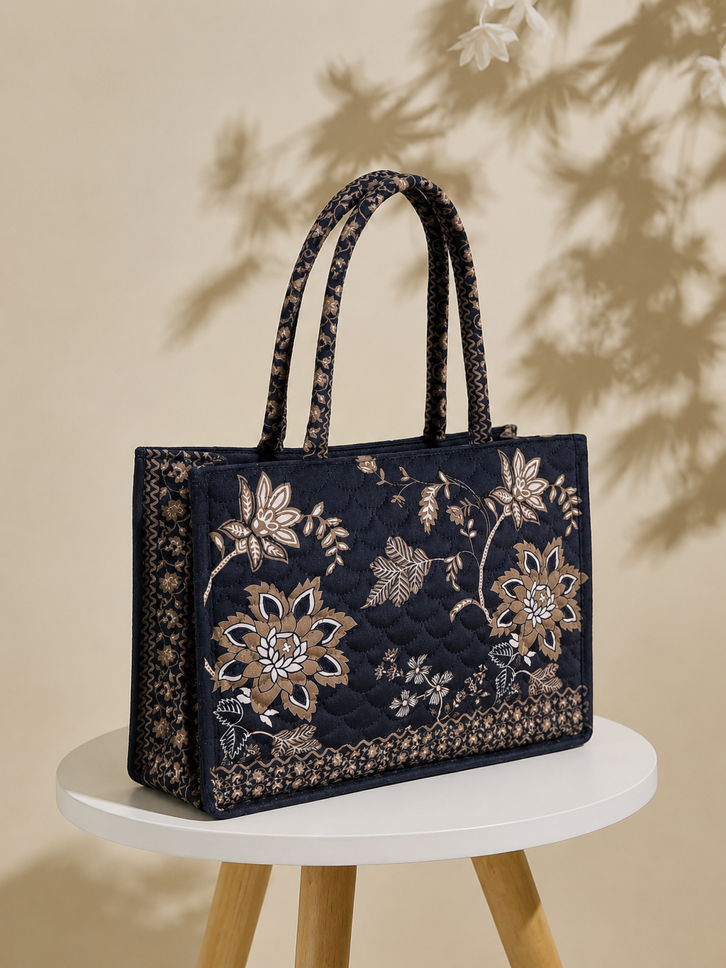 Velvet Vine Quilted Tote Bag